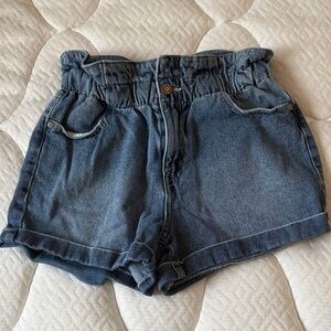 Sincerely Jules Blue High-Rise Paperbag Denim Shorts